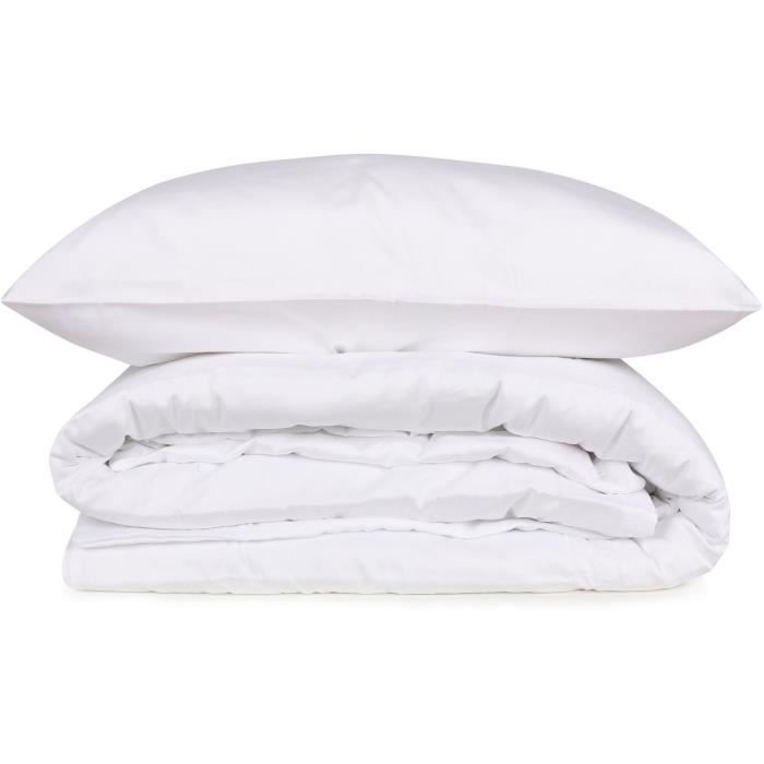 Bedding set - 1 duvet cover 220 x 240 cm + 2 pillowcases 60 x 60 cm - 100% cotton satin - White