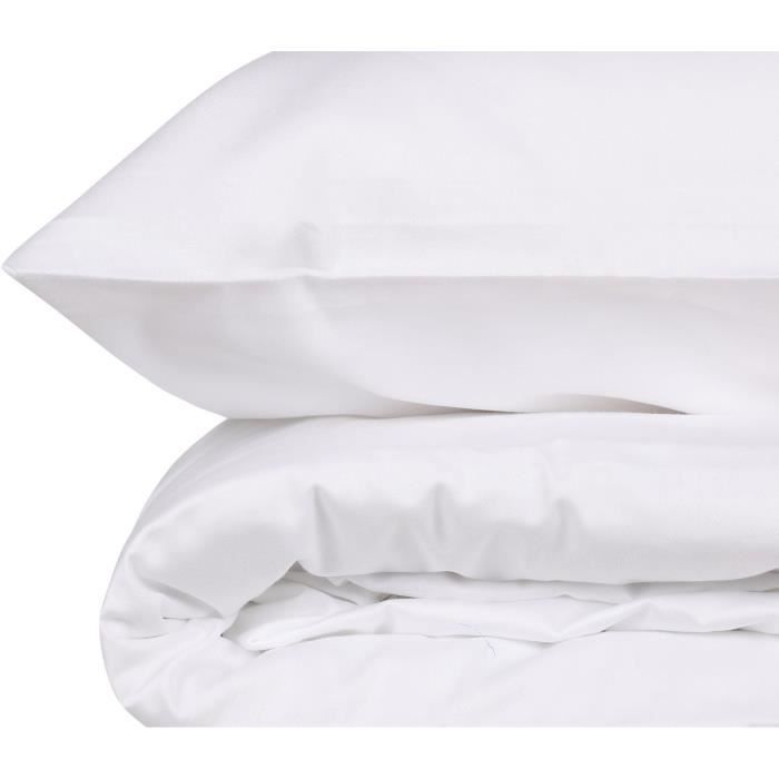 Bedding set - 1 duvet cover 220 x 240 cm + 2 pillowcases 60 x 60 cm - 100% cotton satin - White