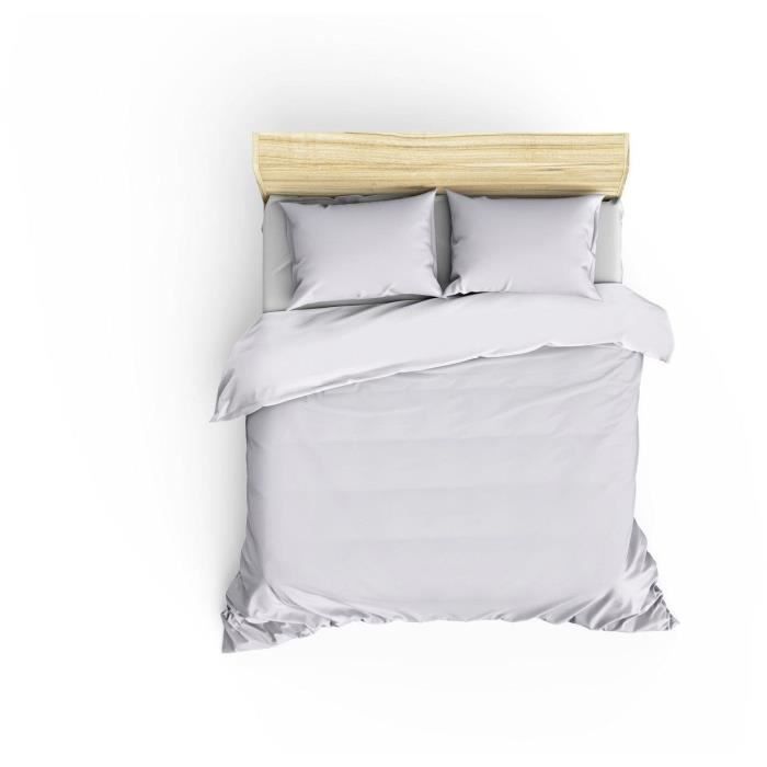 Bedding set - 1 duvet cover 220 x 240 cm + 2 pillowcases 60 x 60 cm - 100% cotton satin - White