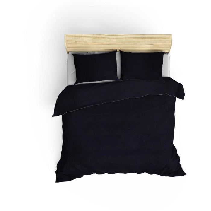 Bedding set - 1 duvet cover 220 x 240 cm + 2 pillowcases 60 x 60 cm - 100% cotton satin - Blue