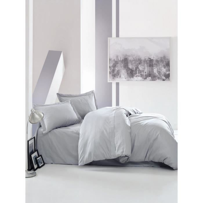 Bedding set - 1 duvet cover 220 x 240 cm + 2 pillowcases 60 x 60 cm - 100% cotton satin - Grey