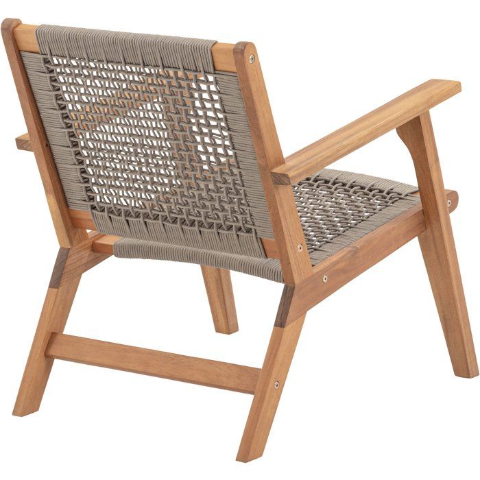 FSC acacia wooden garden armchair and braided resin - Merida model - olive green