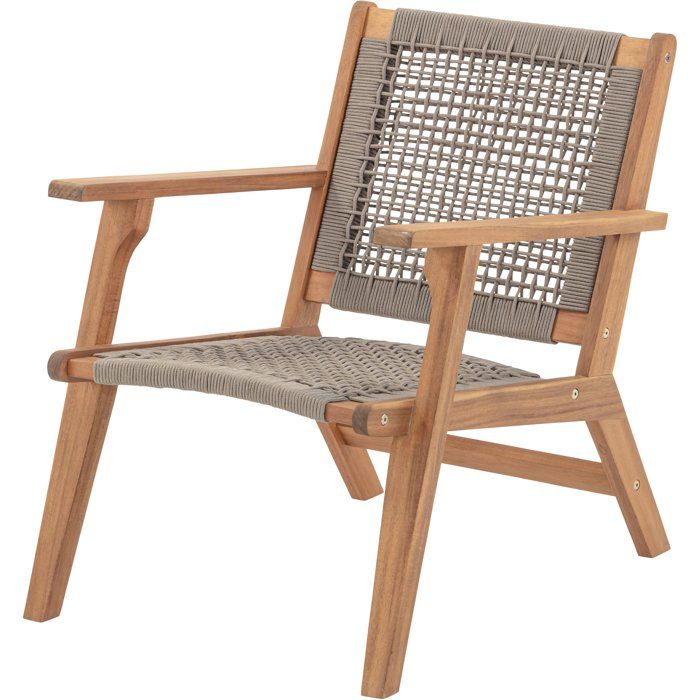 FSC acacia wooden garden armchair and braided resin - Merida model - olive green