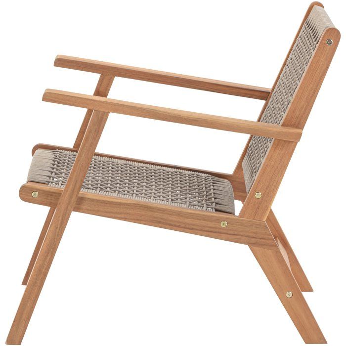 FSC acacia wooden garden armchair and braided resin - Merida model - olive green