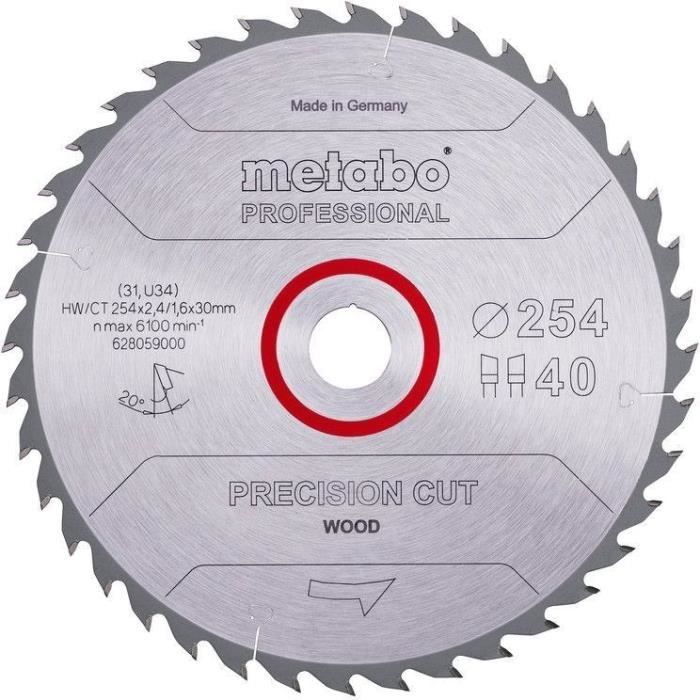 Pro circular saw blade - METABO - Precision Cut Wood HW/CT 254x30, 40 WZ 20°