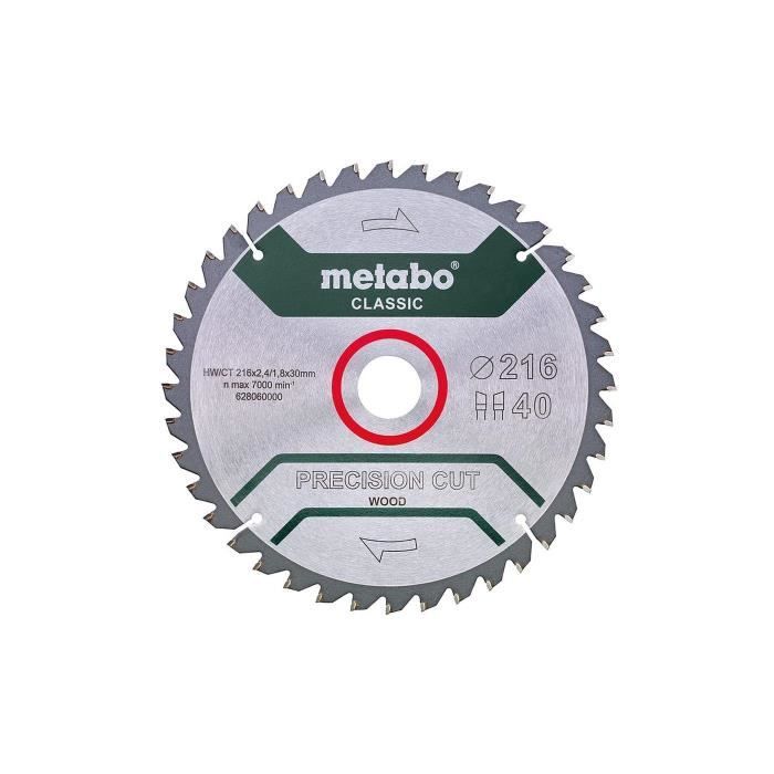 METABO Precision cut circular saw blade - 216 mm - 40 teeth - Miter and radial saws