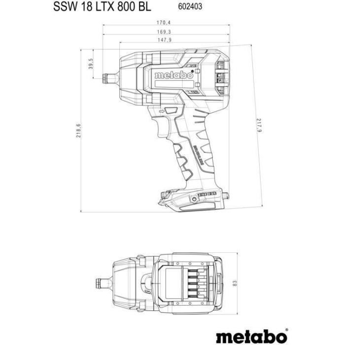 Cordless impact driver - METABO - SSW 18 LTX 800 BL - 18 V - 800 Nm