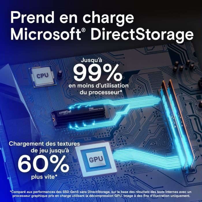 Crucial T700 - Internal SSD - 1 TB - PCI Express 5.0 (NVMe)