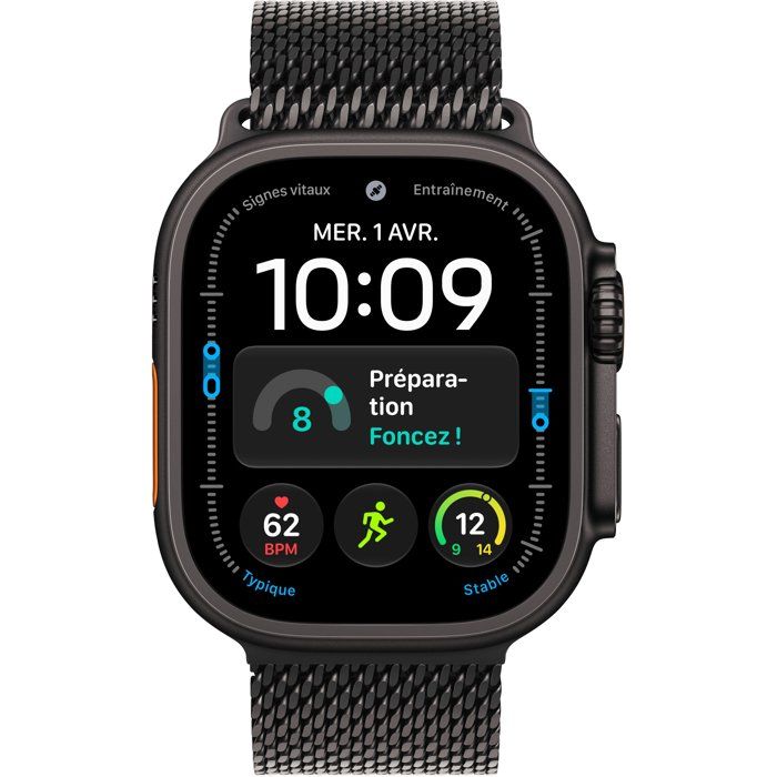 APPLE Watch Ultra 4 GPS + Cellular - 49mm - Boîtier Black Titanium - Bracelet Black Titanium Milanese Loop - L