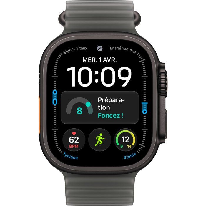 APPLE Watch Ultra 4 GPS + Cellular - 49mm - Boîtier Black Titanium - Bracelet Translucent Black Ocean Band