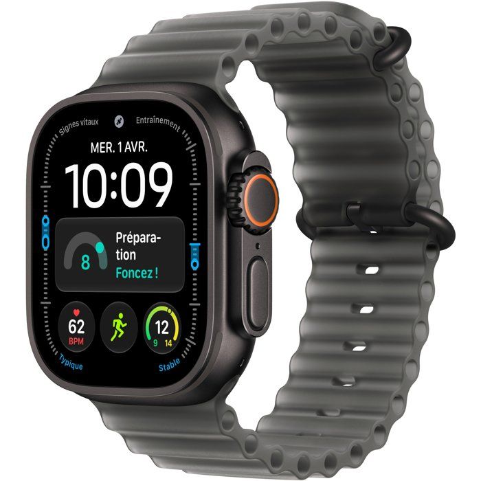 APPLE Watch Ultra 4 GPS + Cellular - 49mm - Boîtier Black Titanium - Bracelet Translucent Black Ocean Band