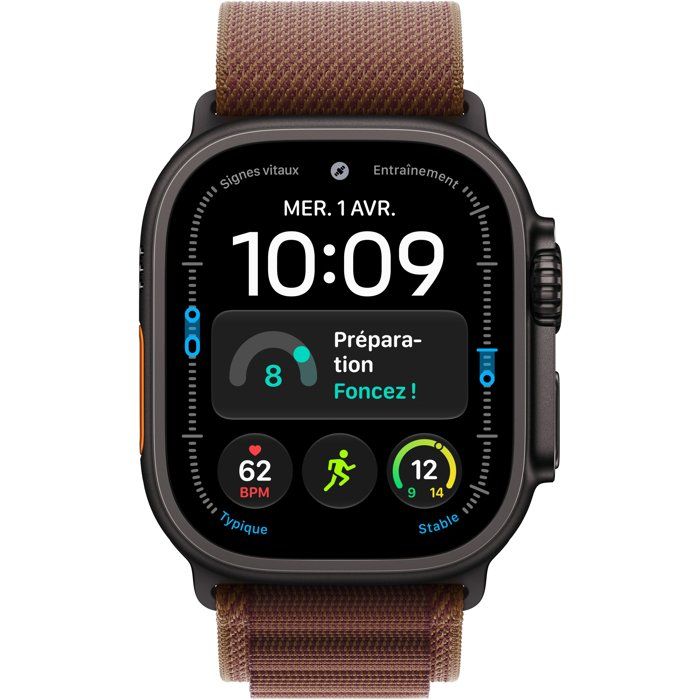 APPLE Watch Ultra 4 GPS + Cellular - 49mm - Boîtier Black Titanium - Bracelet Burgundy Alpine Loop - L