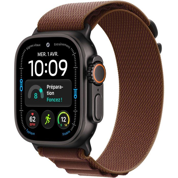 APPLE Watch Ultra 4 GPS + Cellular - 49mm - Boîtier Black Titanium - Bracelet Burgundy Alpine Loop - L