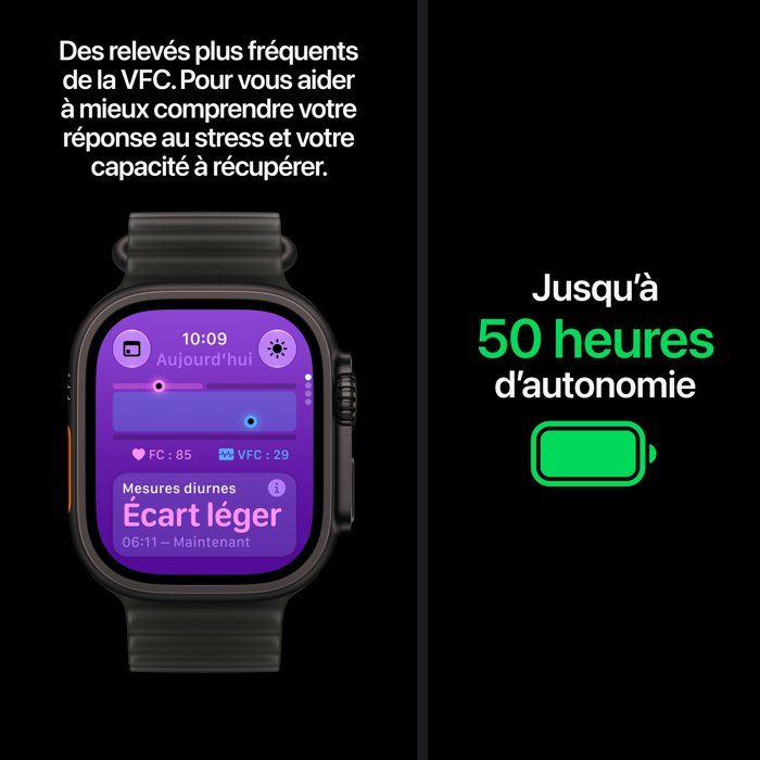APPLE Watch Ultra 4 GPS + Cellular - 49mm - Boîtier Black Titanium - Bracelet Burgundy Trail Loop - M/L