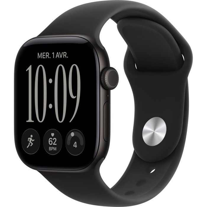 Apple Watch Series 12 GPS - 42 mm - Black Aluminum Case - Black Sport Band - S/M