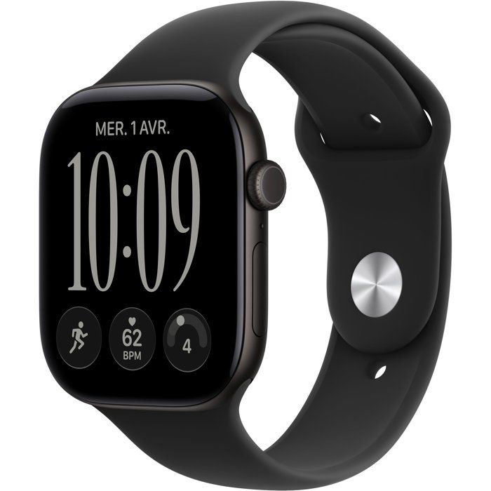 Apple Watch Series 12 GPS - 46 mm - Black Aluminum Case - Black Sport Band - S/M