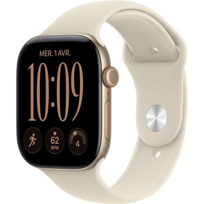 Apple Watch Series 12 GPS - 46 mm - Light Gold Aluminum Case - Sand Sport Band - S/M