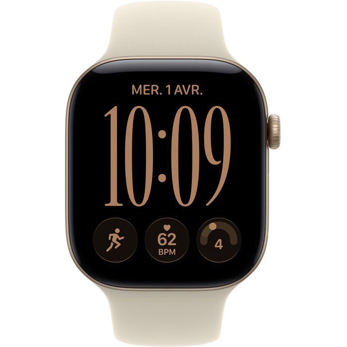 Apple Watch Series 12 GPS - 46 mm - Light Gold Aluminum Case - Sand Sport Band - S/M