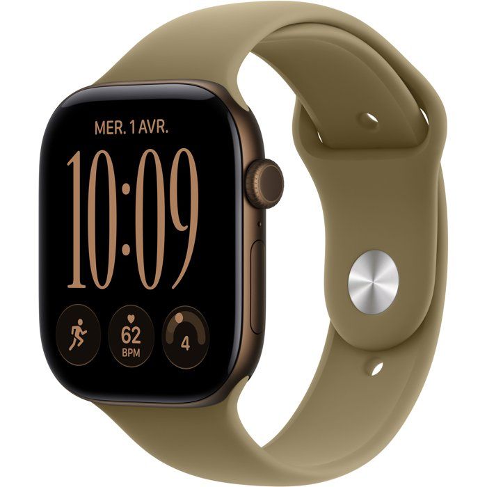 Apple Watch Series 12 GPS - 46 mm - Dark Bronze Aluminum Case - Olive Sport Band - M/L