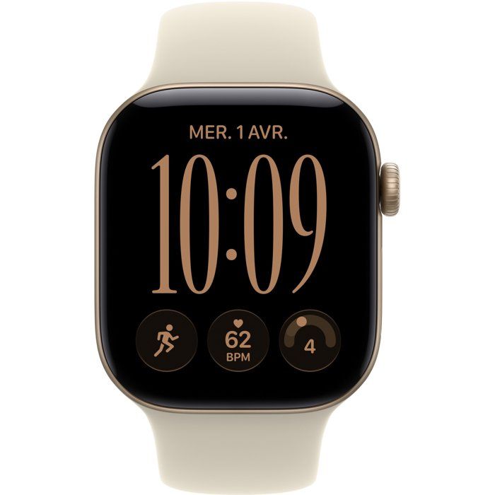 APPLE Watch Series 12 GPS + Cellular - 42mm - Boîtier Light Gold Aluminium - Bracelet Sand Sport Band - S/M