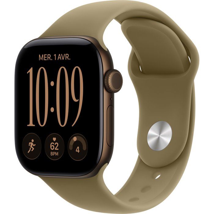 APPLE Watch Series 12 GPS + Cellular - 42mm - Boîtier Dark Bronze Aluminium - Bracelet Olive Sport Band - S/M