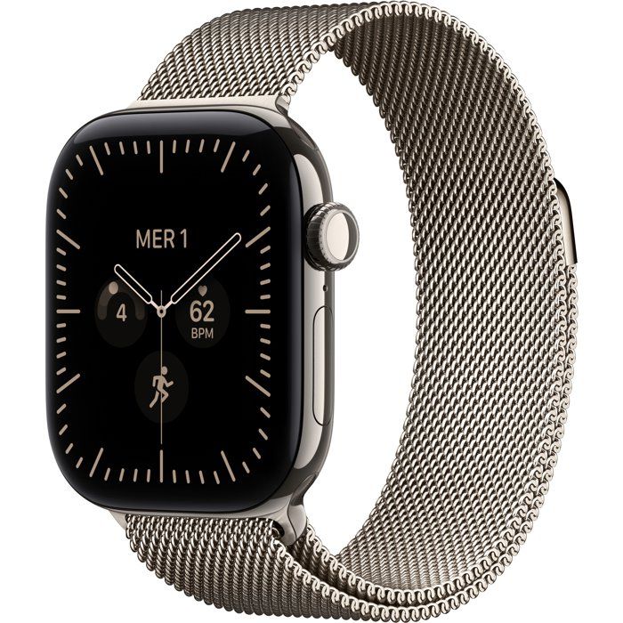 APPLE Watch Series 12 GPS + Cellular - 42mm - Boîtier Natural Titanium - Bracelet Natural Milanese Loop