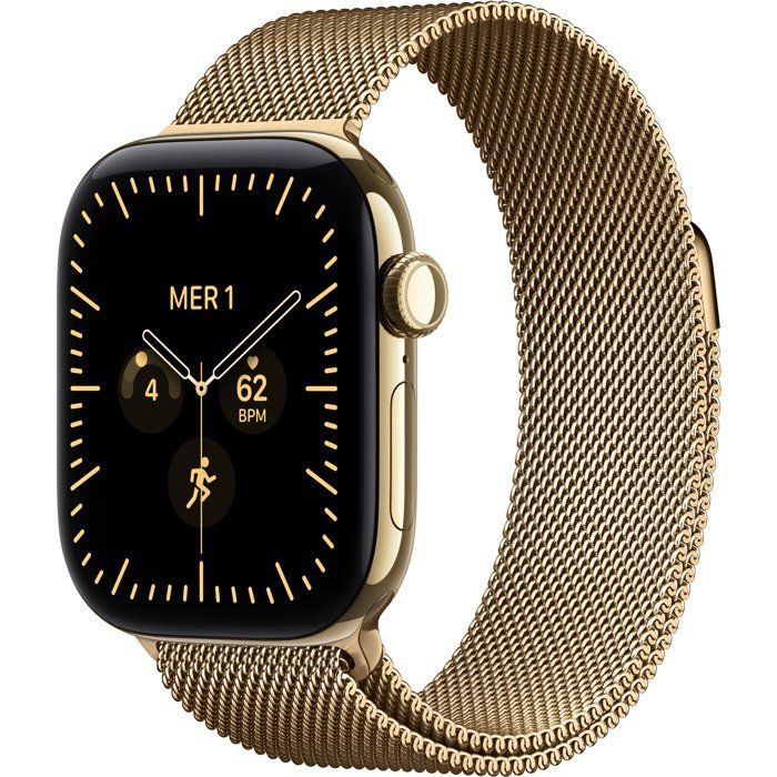 APPLE Watch Series 12 GPS + Cellular - 42mm - Boîtier Radiant Gold Titanium - Bracelet Radiant Gold Milanese Loop