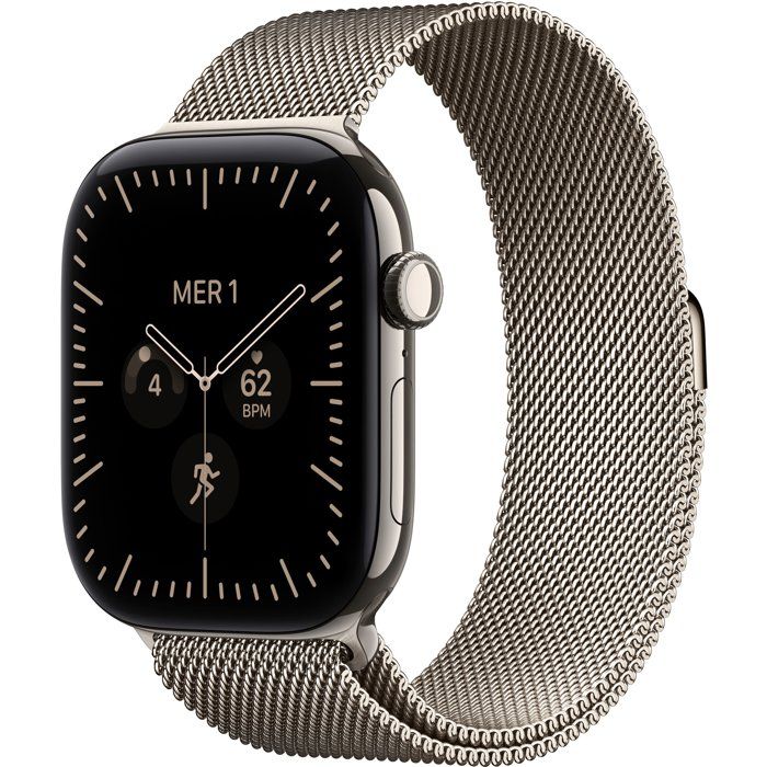 APPLE Watch Series 12 GPS + Cellular - 46mm - Boîtier Natural Titanium - Bracelet Natural Milanese Loop - M/L