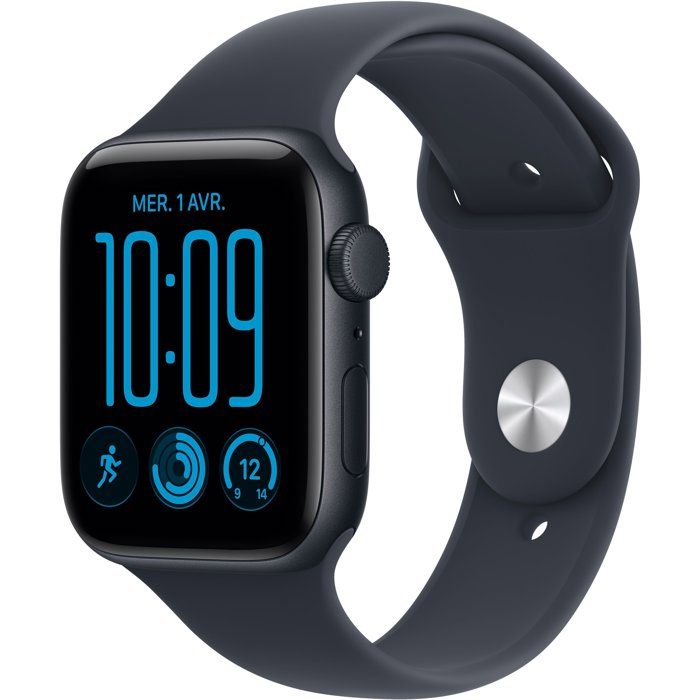 Apple Watch SE 3 GPS - 44 mm - Midnight Aluminum Case - Navy Blue Sport Band - S/M