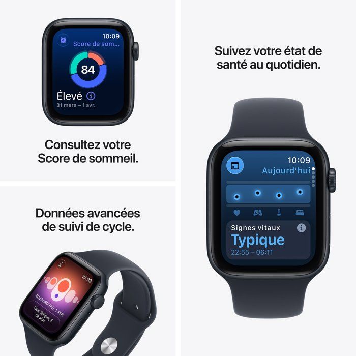 Apple Watch SE 3 GPS - 44 mm - Midnight Aluminum Case - Navy Blue Sport Band - M/L