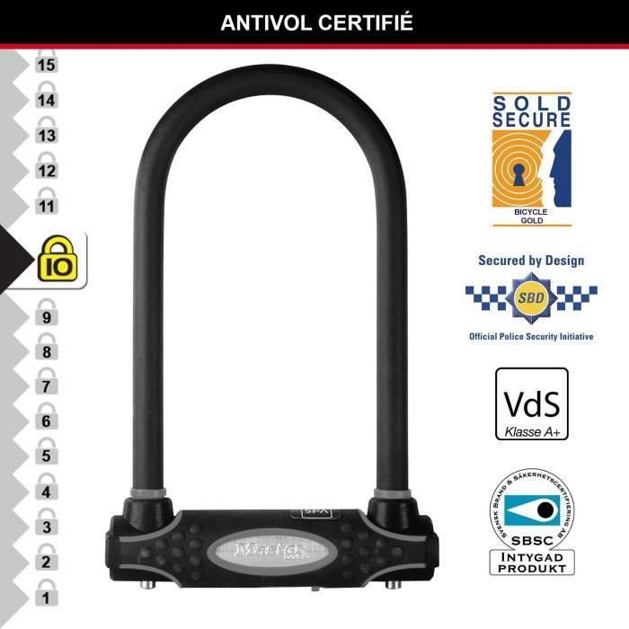 U-Lock Bike Lock - MASTER LOCK - 8195EURDPROCOLWR - Hardened Steel, Key, Red