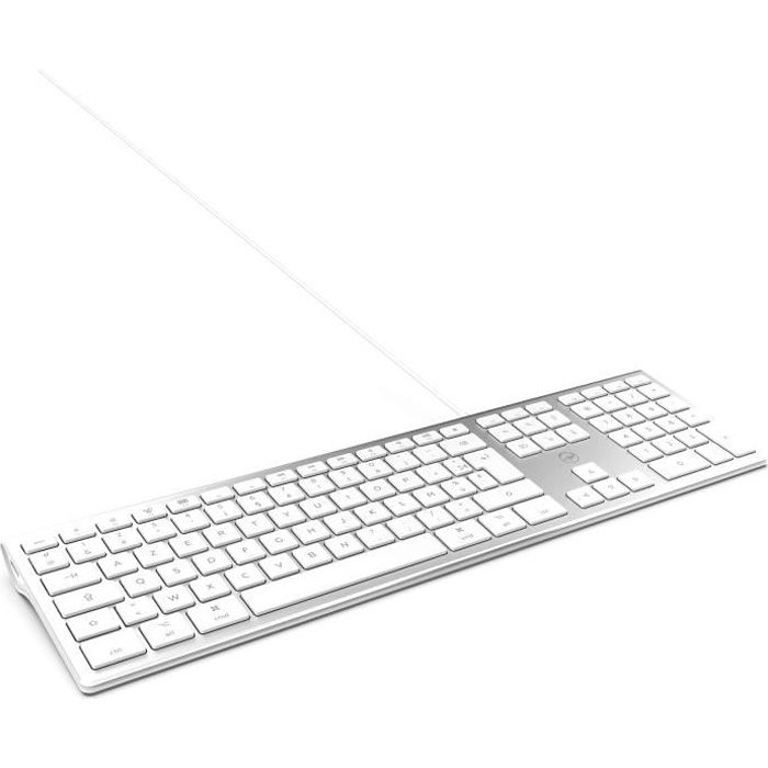 MOBILITY LAB ML304304 - Wired Touch Design Keyboard with 2 USB for Mac - AZERTY - White and silver