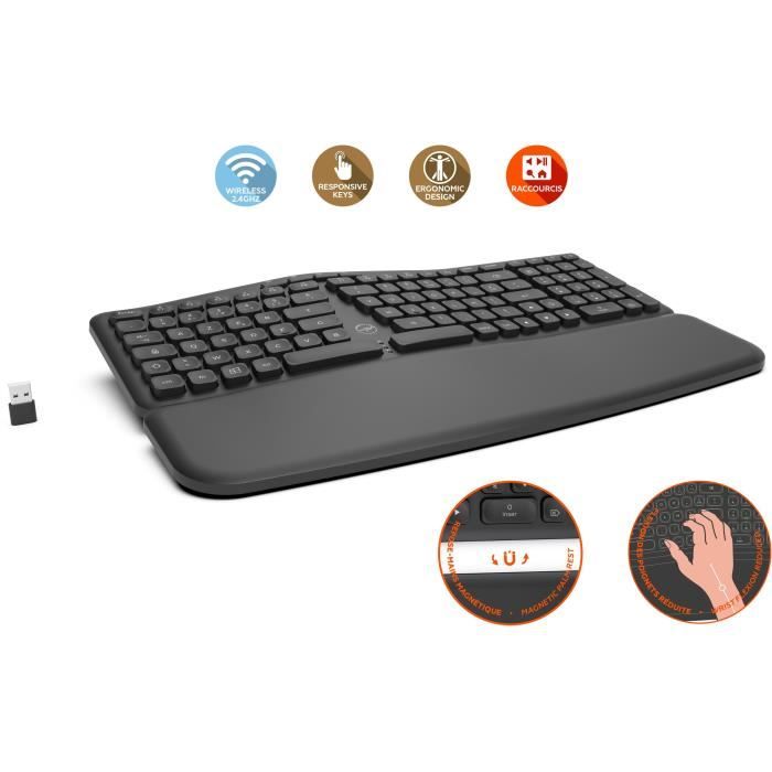 Ergonomic wireless keyboard - MOBILITY LAB - ML313153 - Concave keys - Windows