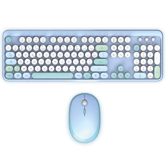 Wireless keyboard + mouse combo - MOBILITY LAB - Pure Color - Blue - Ergonomic design - Discreet typing