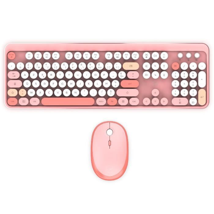Wireless keyboard + mouse combo - MOBILITY LAB - Pure Color - Pink - Ergonomic design - Discreet typing