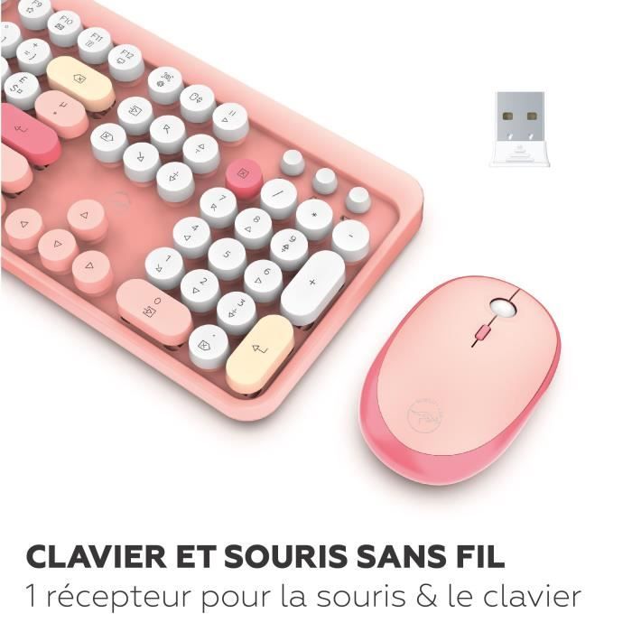 Wireless keyboard + mouse combo - MOBILITY LAB - Pure Color - Pink - Ergonomic design - Discreet typing