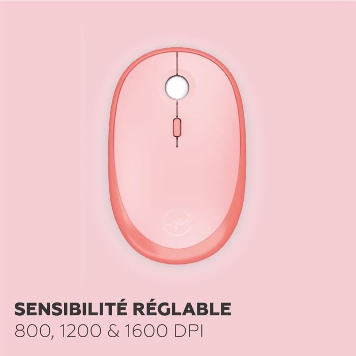 Wireless keyboard + mouse combo - MOBILITY LAB - Pure Color - Pink - Ergonomic design - Discreet typing