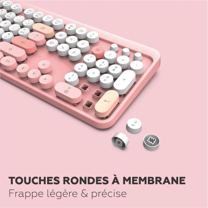 Wireless keyboard + mouse combo - MOBILITY LAB - Pure Color - Pink - Ergonomic design - Discreet typing