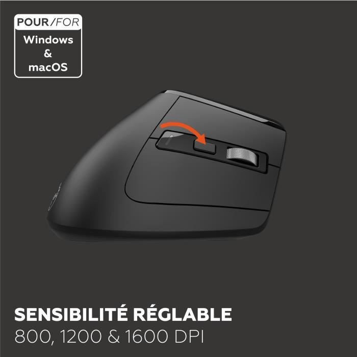 Ergonomic Mouse - Wireless - MOBILITY LAB - ML314259 - Black