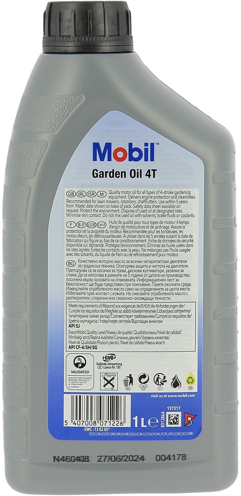 Engine oil can - MOBIL - M-GARDEN 4T SAE30 - 1 L - 4 seasons