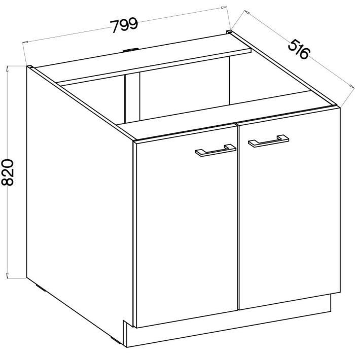 MODENA - Low cabinet - 2 hinged doors - 80 cm - Artisan oak / Matt black - Worktop not included