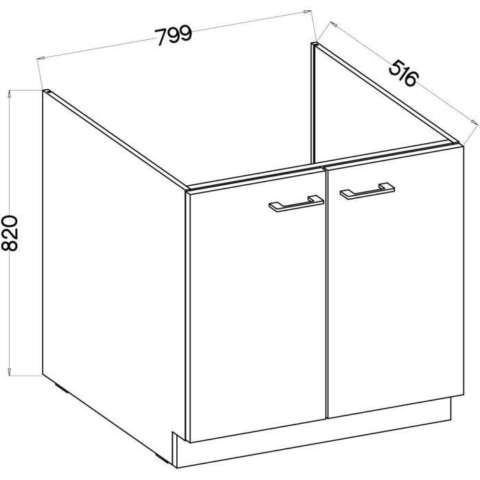 MODENA - Under-sink cabinet - 2 hinged doors - 80 cm - Artisan oak / Matt black - Worktop not included
