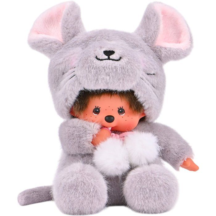 Monchhichi Mouse Plush Toy - BANDAI EXCLUSIVE - Monchhichi - Super-soft 20 cm plush toys for children and adults—ages 2 and up