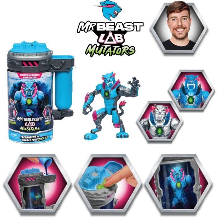 Mutators Iconic Panther Mutation Chamber Figure - MR Beast LAB - Perform an experiment to create your creature