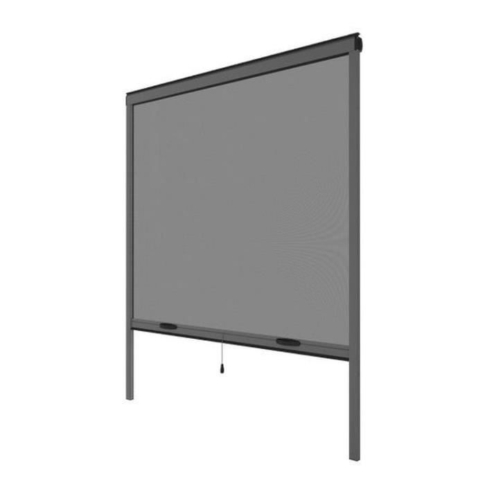 Window mosquito net L125 x H145 cm in anthracite grey aluminium - Can be cut to size in width and height
