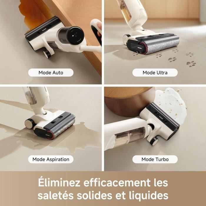 MOVA K30 - Wet and Dry Vacuum Cleaner - 180° Flat Range - 18 kPa Suction - Edge Cleaning - Hot Air Drying