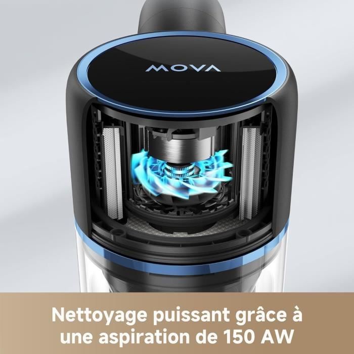 MOVA S4 Detect - Cordless Stick Vacuum Cleaner - 150 AW - Maximum Battery Life of 90 Minutes - OptiInsigh Multi-Surface Brush