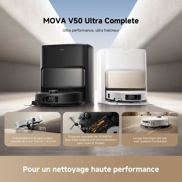 MOVA V50 Ultra Complete Robot Vacuum Cleaner - 24,000 Pa Power - Thermal Floor Washing with DuoSolution System