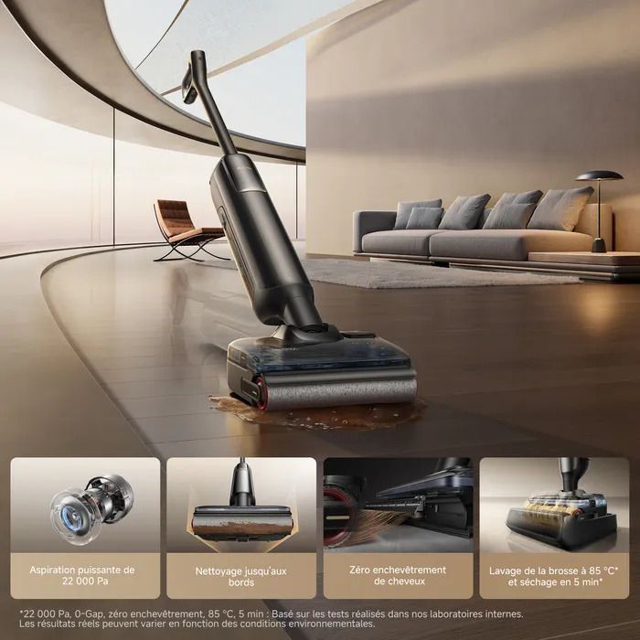 MOVA M50 - Stick Vacuum and Floor Cleaner - 22,000 Pa - Brush Washing at 85 °C - 90° Rotation - Smart Dirt Detection