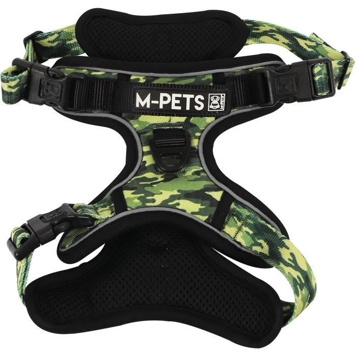 Harness - M PETS - HIKING - Camouflage S - Padded fabric - Safety clip - Handle - Back/front leash
